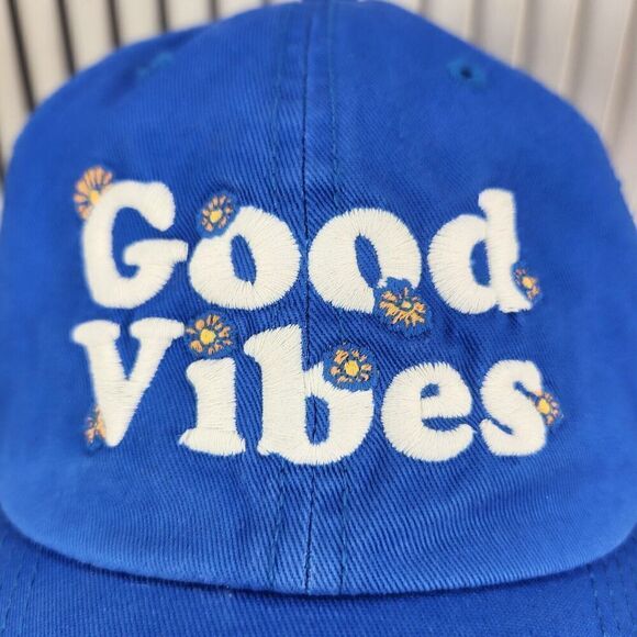 Life is Good Vibes Hat Cap Strap Back Blue Casual Mom Women Canvas Gardening Sun - Picture 3 of 11